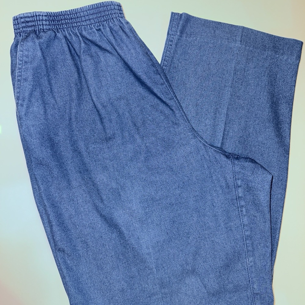 Alfred Dunner Denim Pants 12 Average Blue Elastic Waist Coastal Grandmother